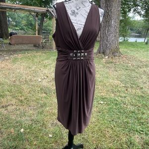 NWT Max & Cleo dark brown sleeveless dress sz 12